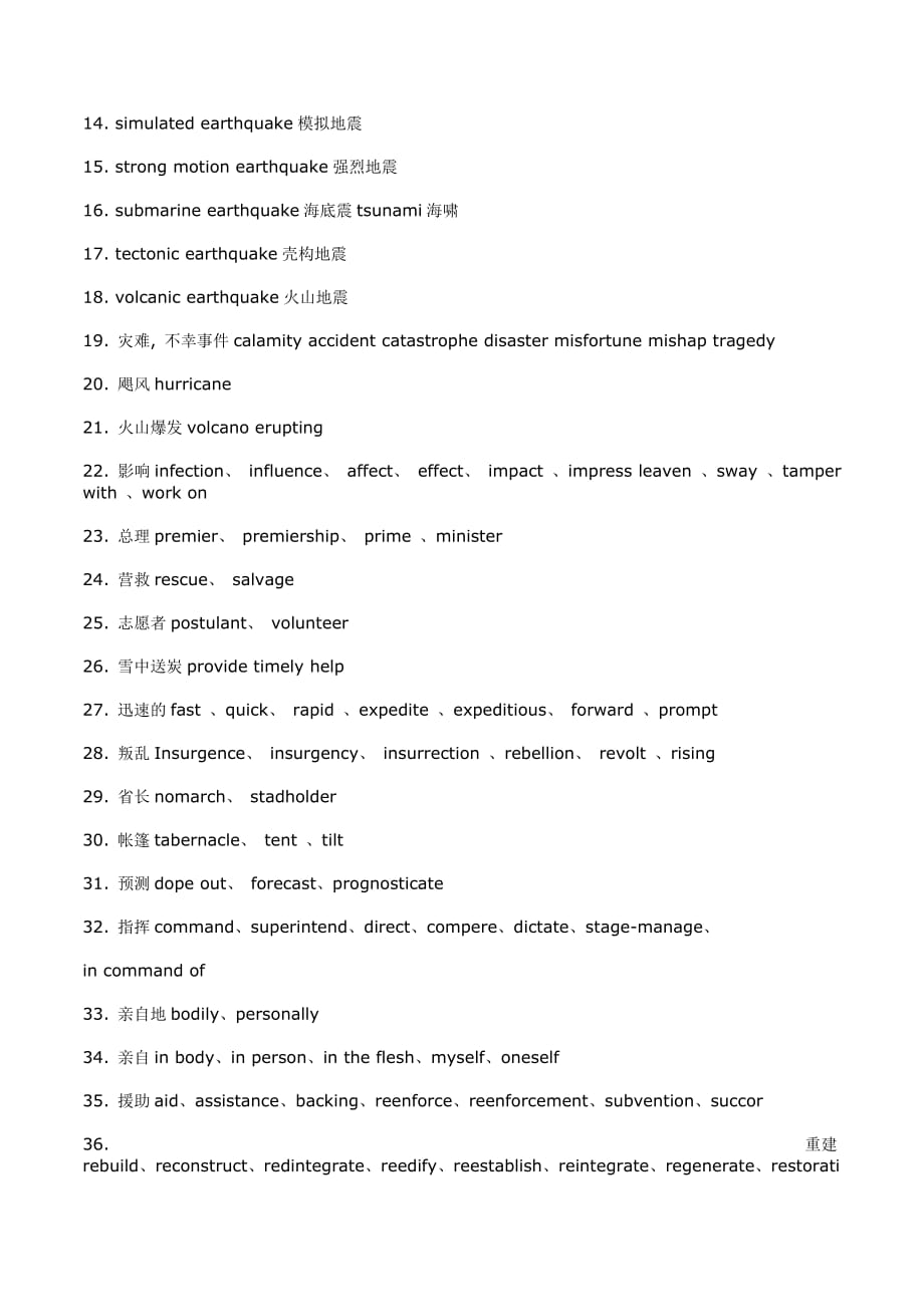 有关地震的常用英语词汇大全[共3页]_第2页