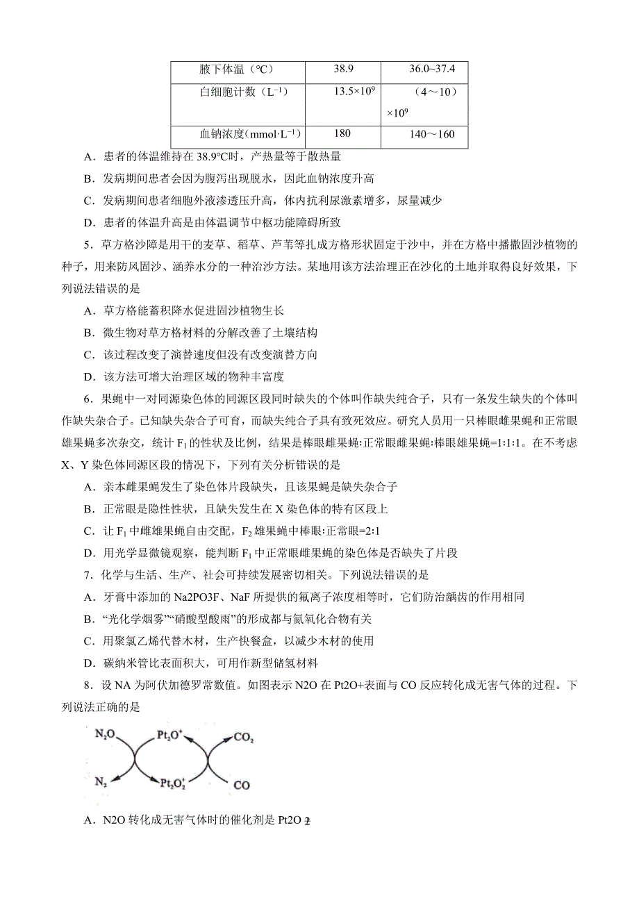 全国I卷2021届高三第二次模拟考试卷 理综（四） Word版含答案_第2页