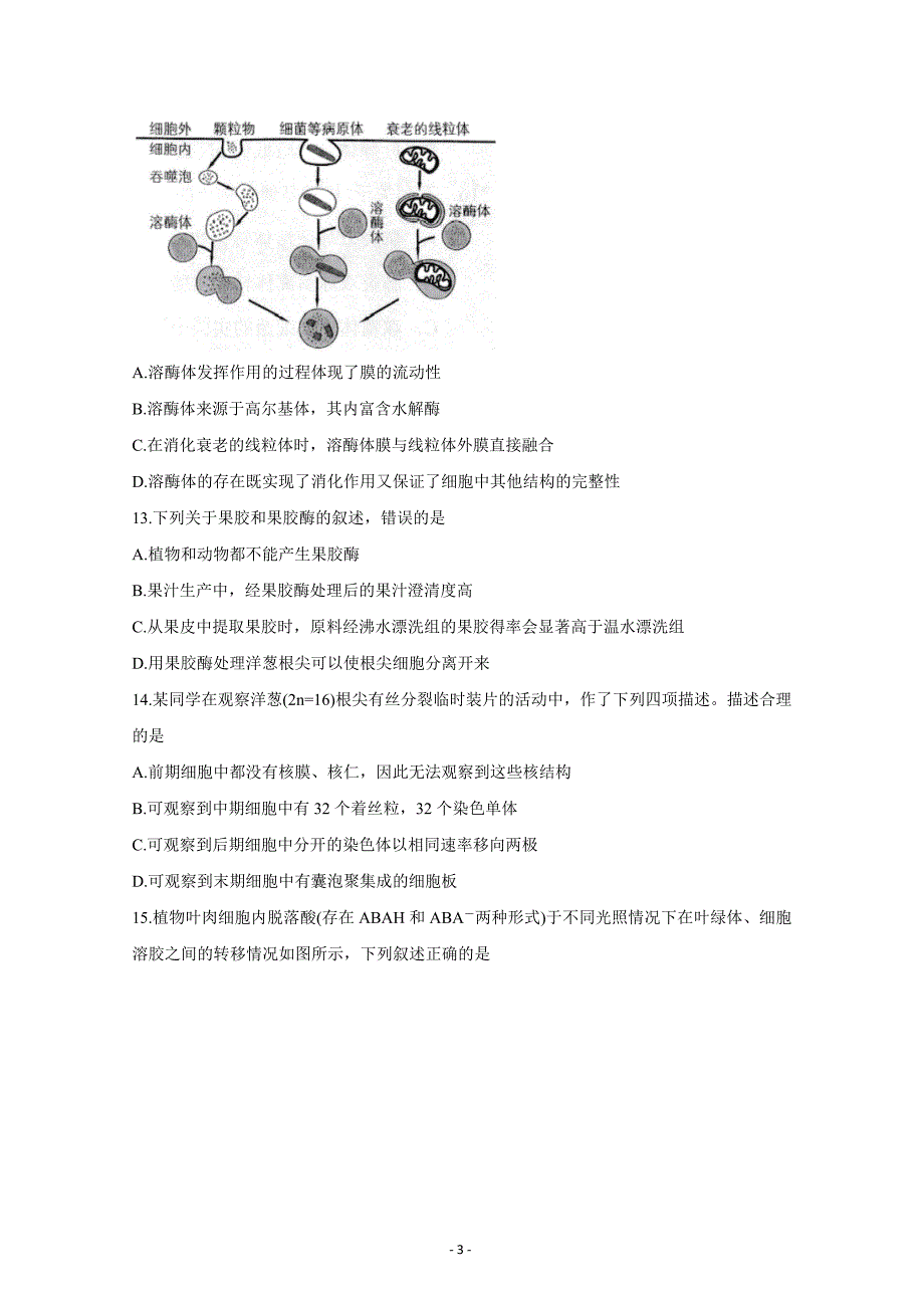 浙江省绍兴市2021届高三下学期4月适应性考试（二模） 生物 Word版含答案_第3页