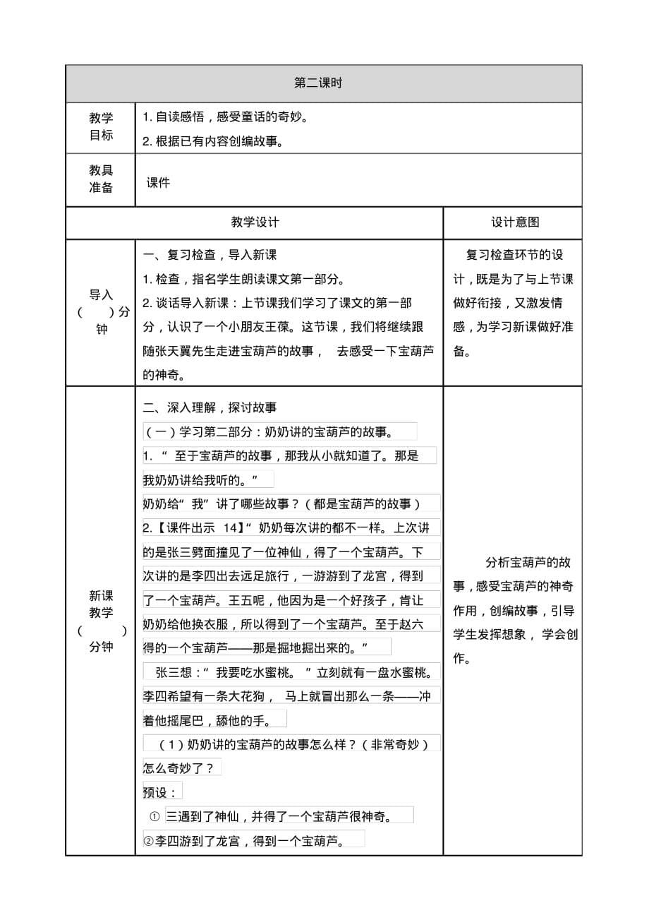 部编人教版四年级语文下册25《宝葫芦的秘密(节选)》教学设计_第5页