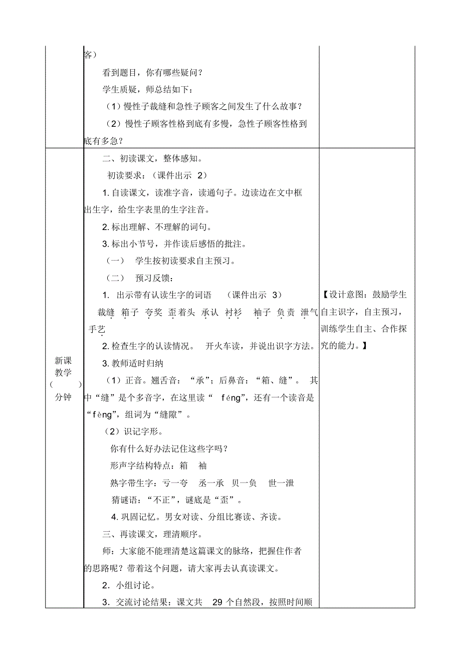 部编人教版三年级语文下册《25慢性子裁缝和急性子顾客》教案含教学反思和作业设计_第2页