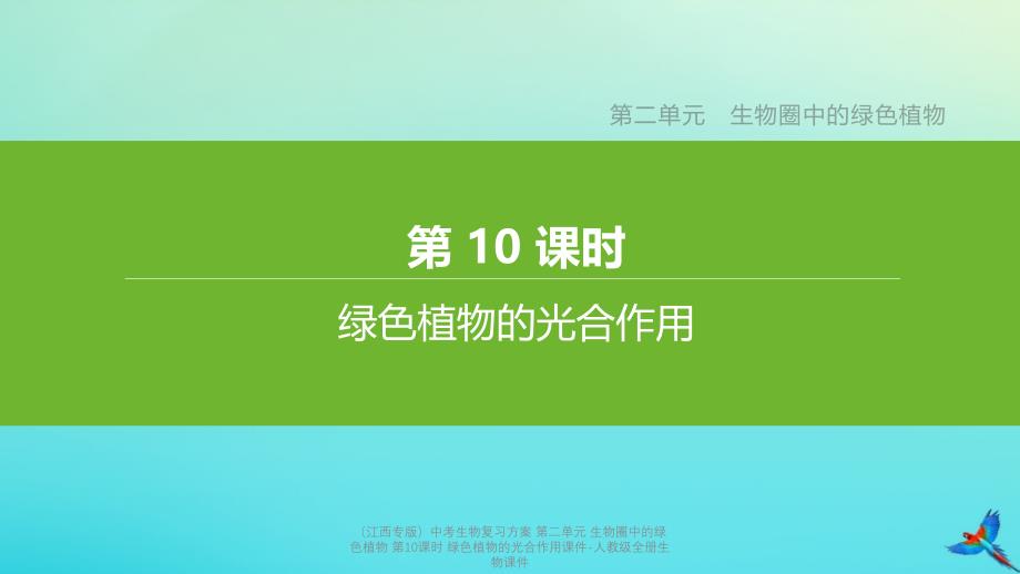 【最新】中考生物复习方案 第二单元 生物圈中的绿色植物 第10课时 绿色植物的光合作用课件_第1页