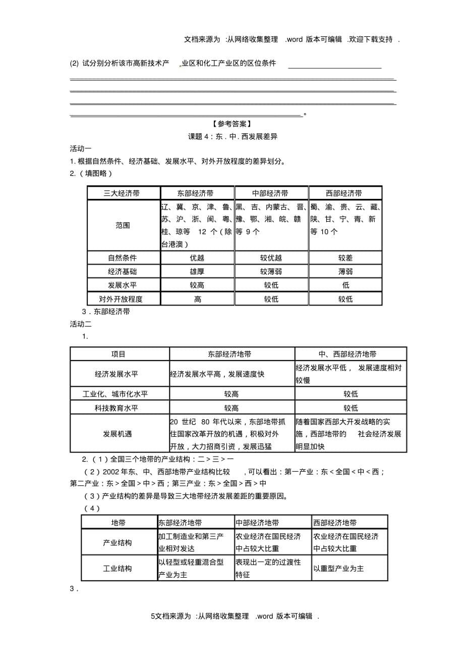 高中地理第一章区域地理环境与人类活动第三节东中西发展差异学案湘教版必修_第5页