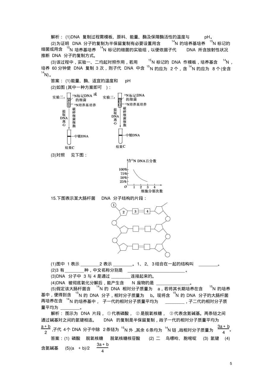 高中生物必修一第3章第2、3、4节课后习题_第5页