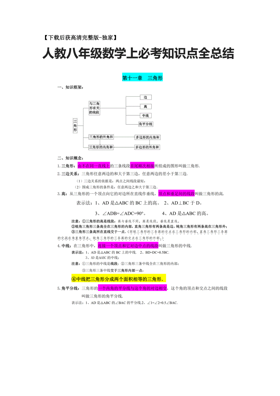 [荐]人教八年级数学上必考知识点全总结_第1页