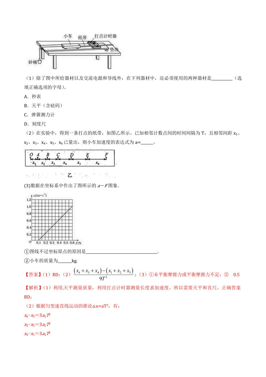 高考物理二轮考点精练专题12.4《验证牛顿运动定律》（含答案解析）_第4页