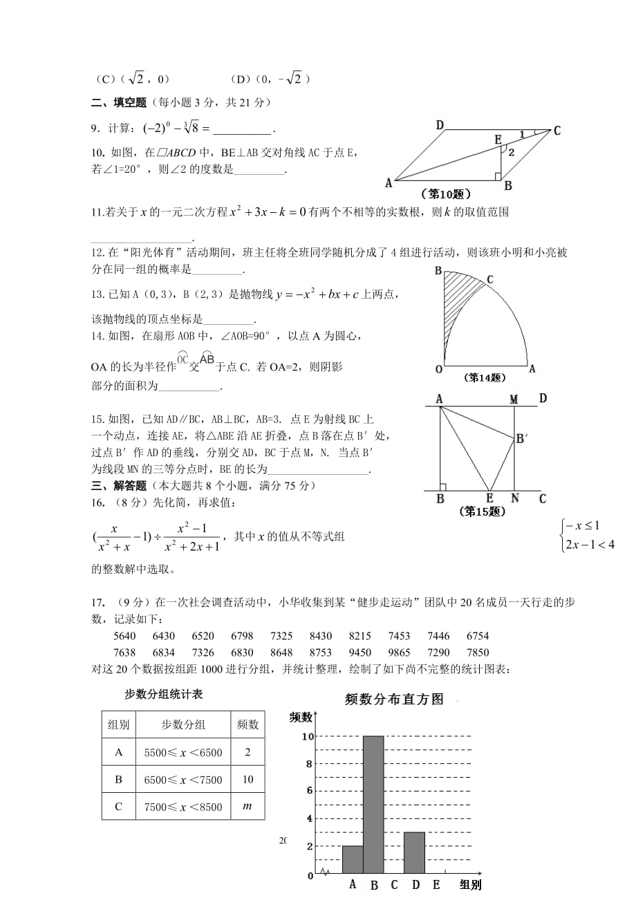 2016年河南省中招考试数学模拟测验_第2页