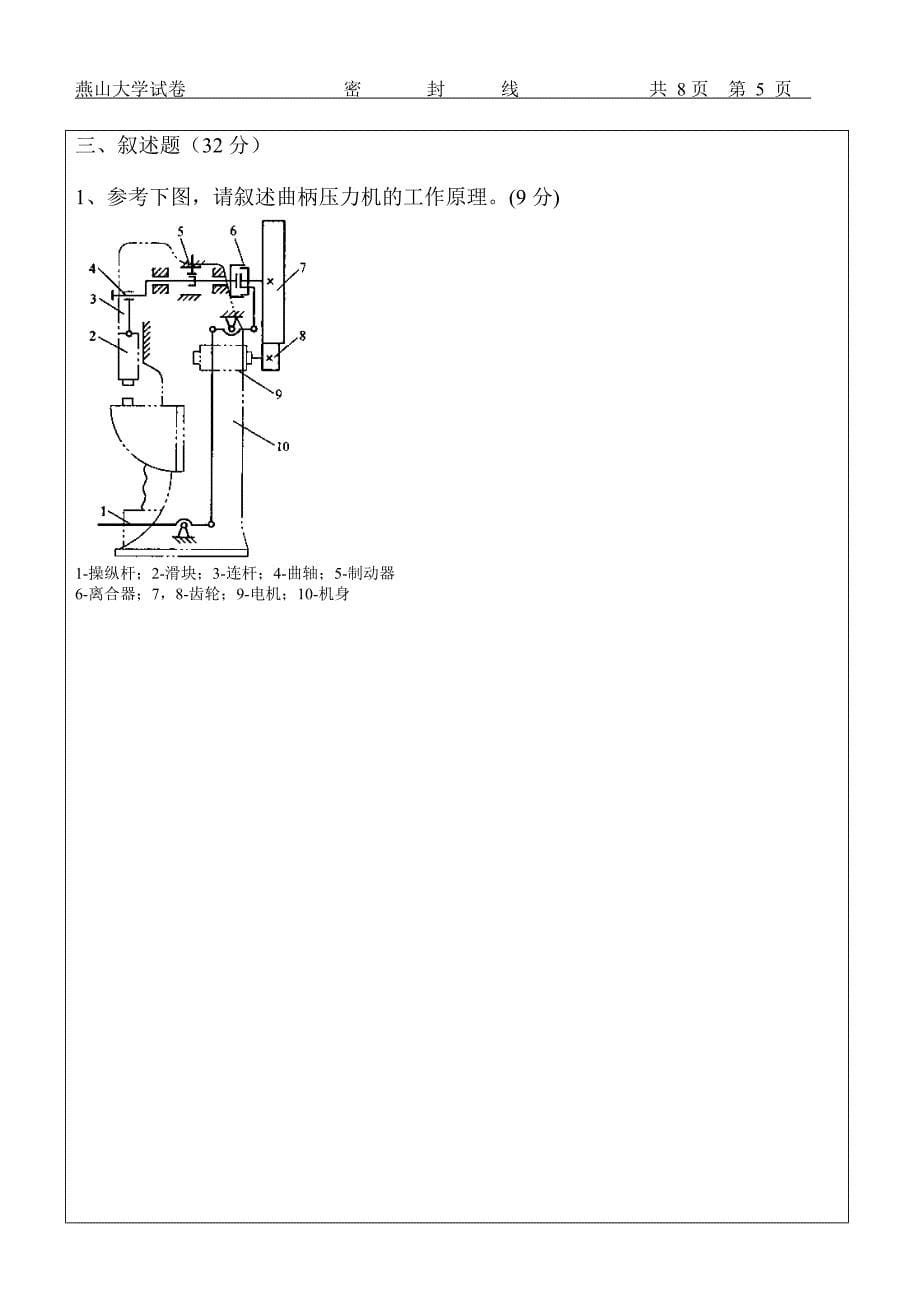 机械系统设计模拟测验汇总_第5页