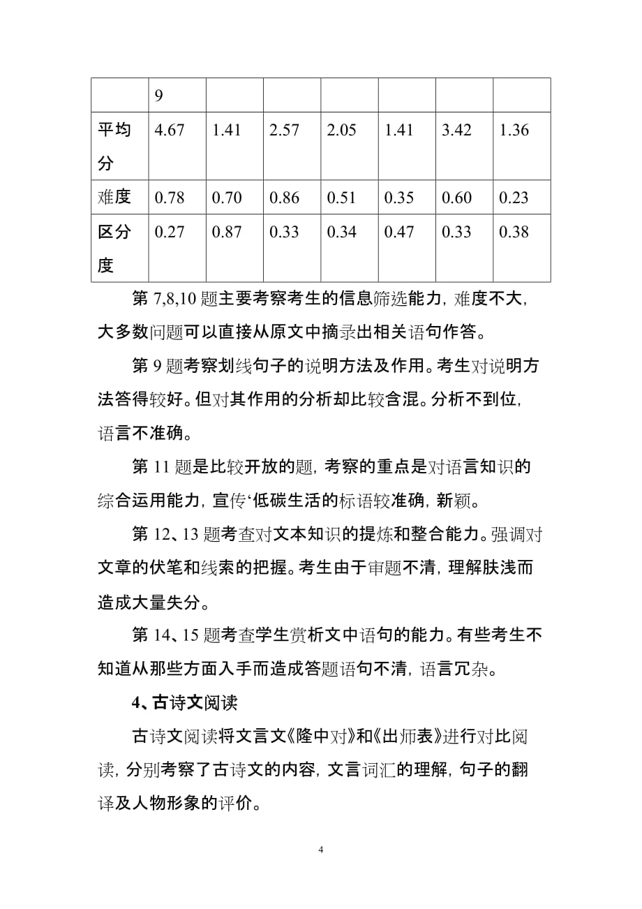 2010庆阳市中考语文模拟测验分析-庆阳教育_第4页