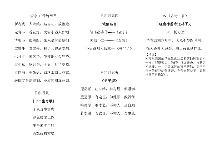 部编版一至六年级语文古诗和日积月累汇总(总34页)_第4页