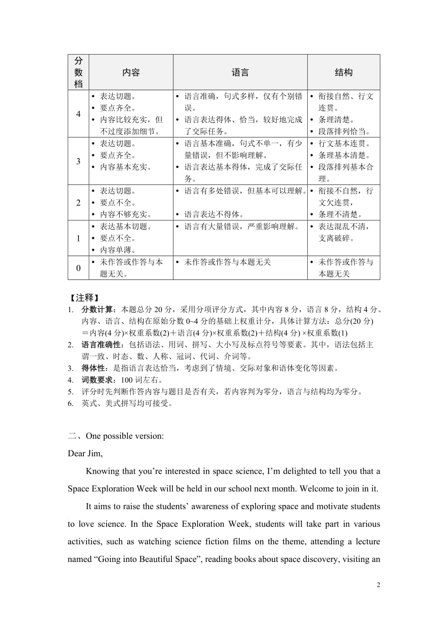 2021年北京市通州区高三英语一模试题 2021.04 答案_第2页