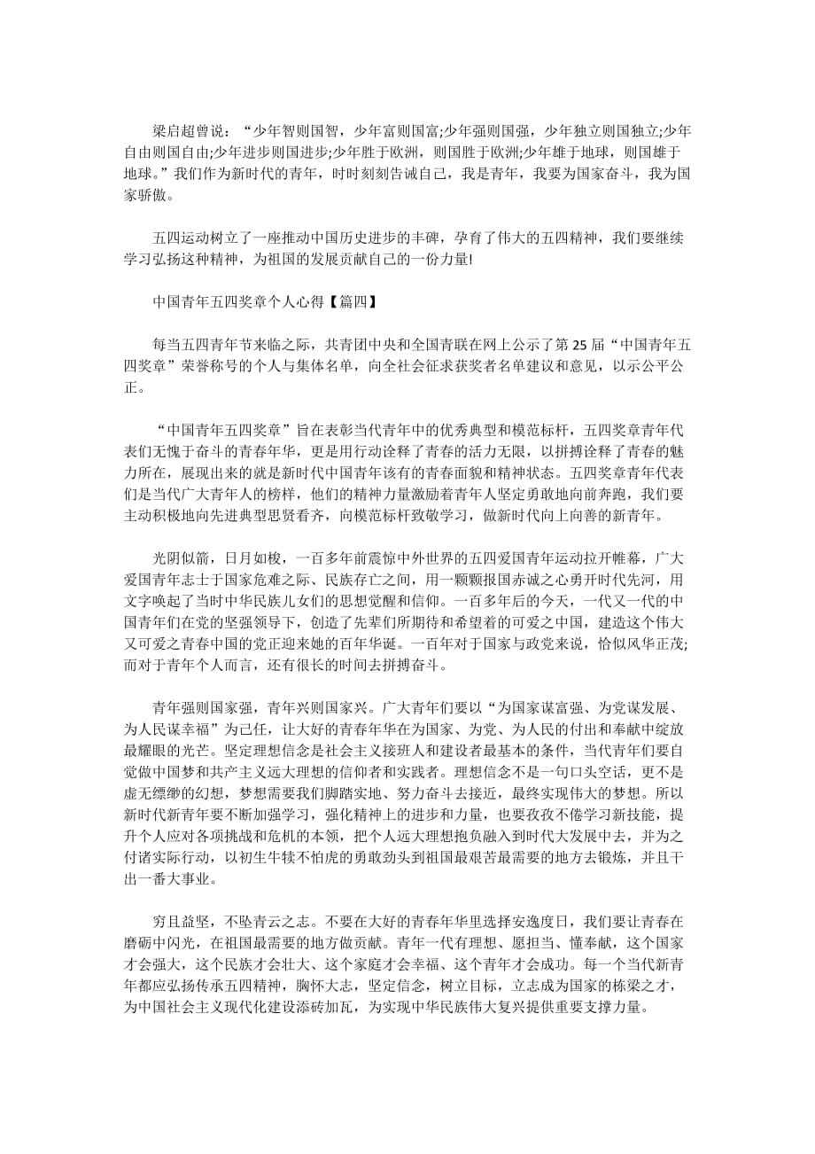 中国青年五四奖章个人心得及感受2021年版_第3页