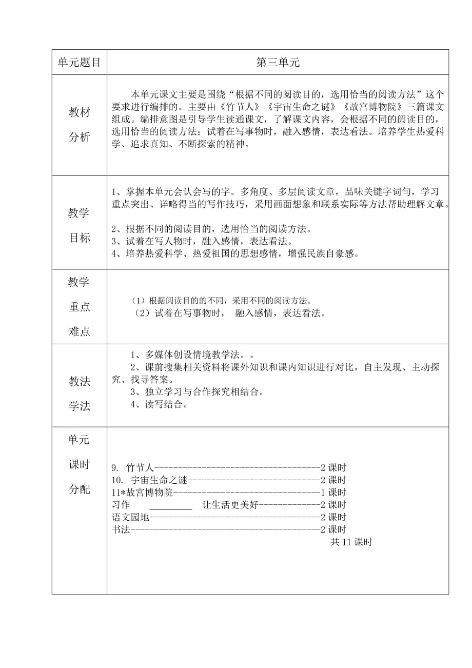 六年级上册语文单元备课(总8页)_第3页