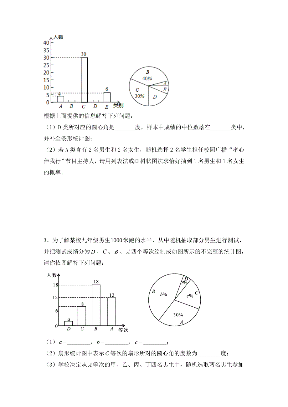 中考九年级数学第三轮冲刺训练：统计初步与概率初步综合练习试题(无答案）_第2页