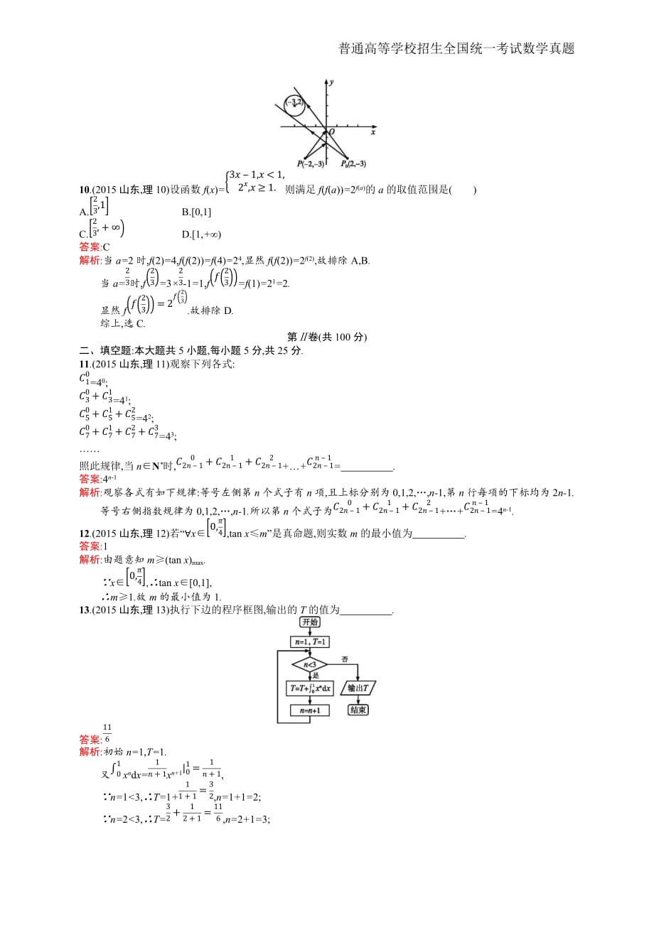 2015年全国普通高考理科数学(山东卷)精编解析版纯word版_第3页