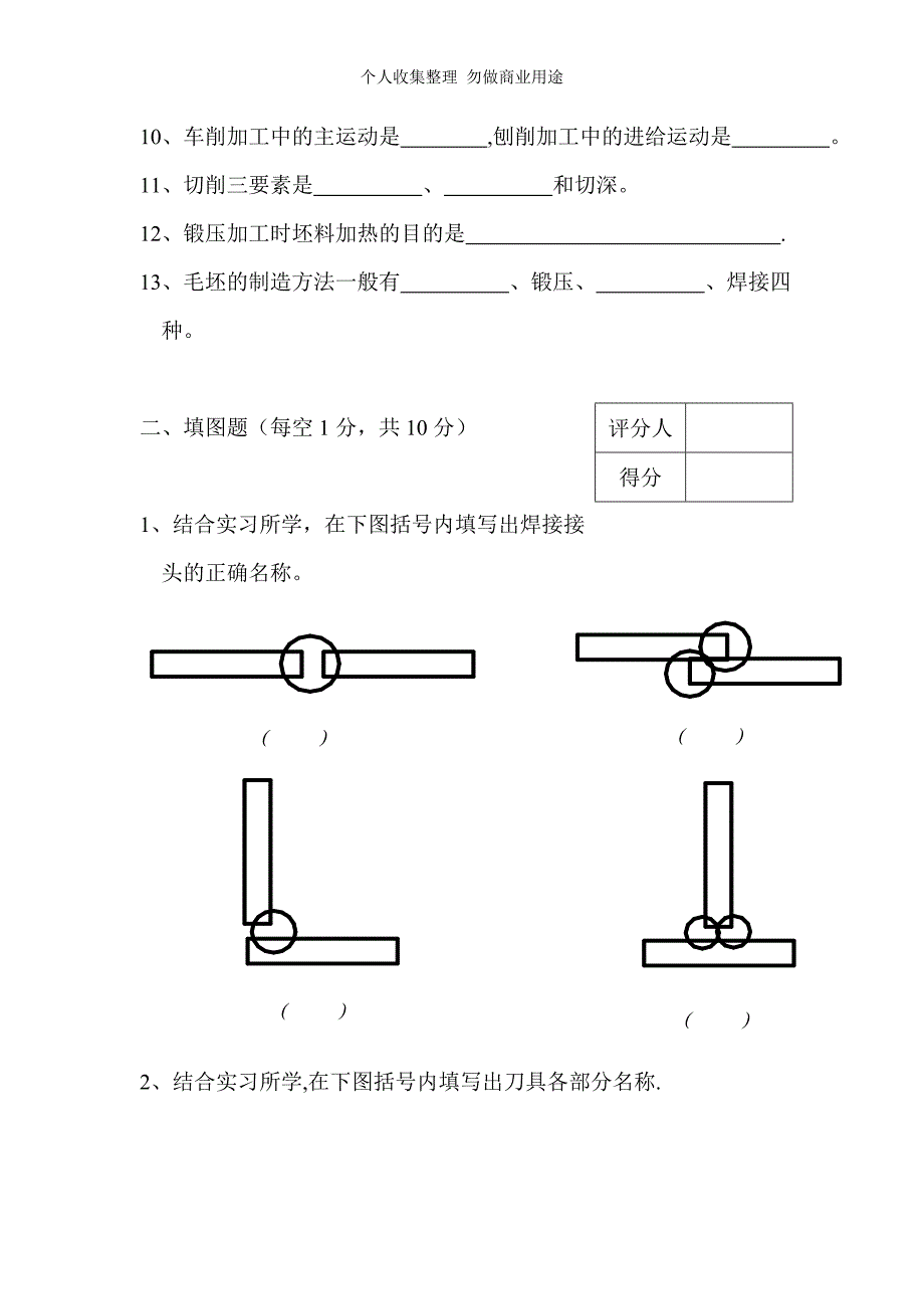 金工实习_齐明侠_非机械类A卷_第2页