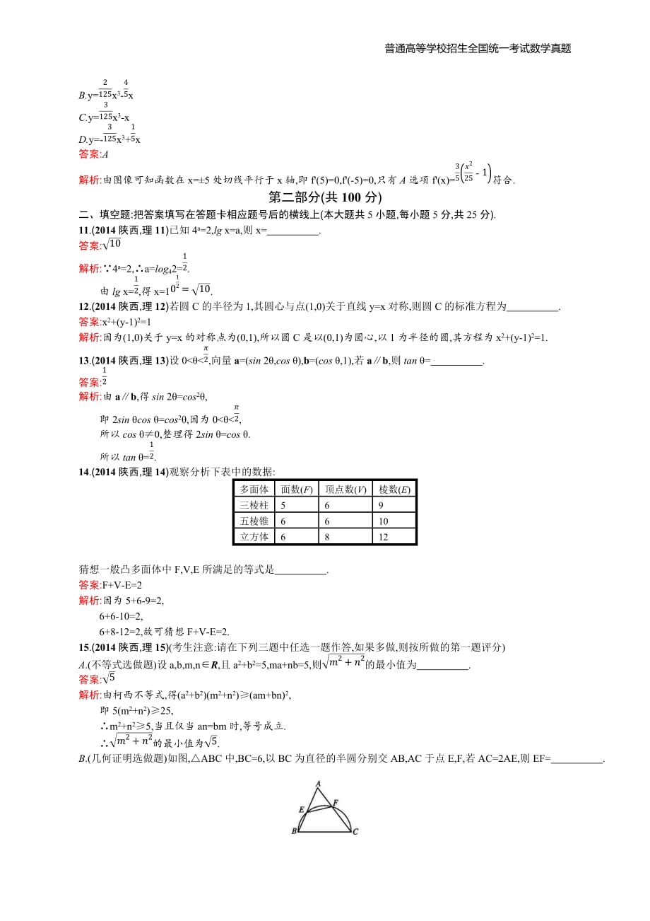 2014年全国普通高考数学(陕西卷)理精编解析版纯word版_第3页