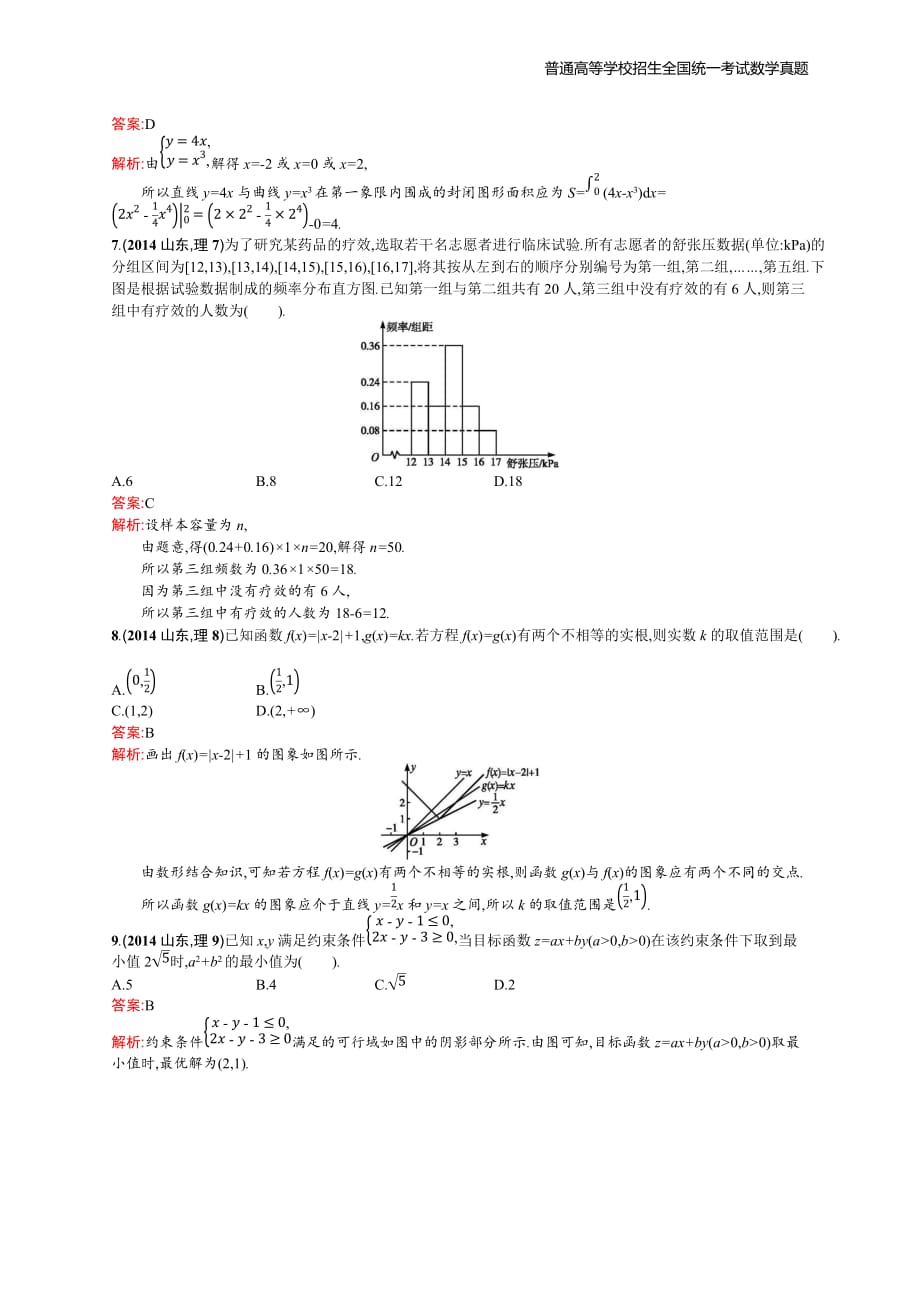 2014年全国普通高考数学(山东卷)理精编解析版纯word版_第2页