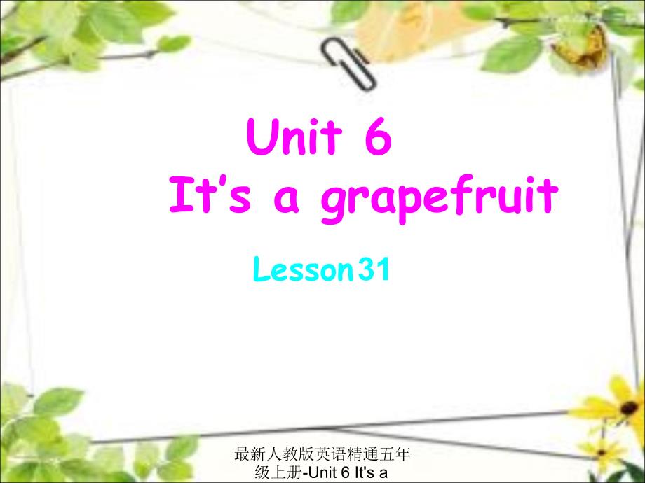 最新人教版英语精通五年级上册-Unit 6 It's a grapefruit Lesson 31 课件2_第1页