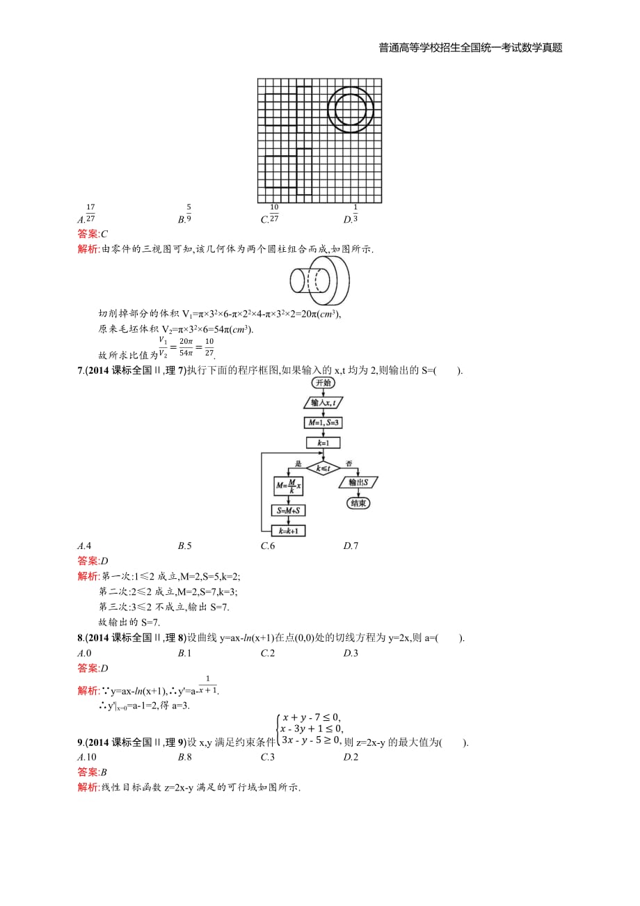 2014年全国普通高考数学(课标全国Ⅱ)理精编解析版纯word版_第2页