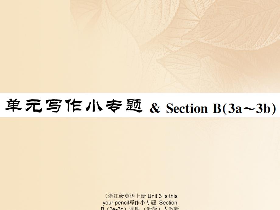 【最新】英语上册 Unit 3 Is this your pencil写作小专题 Section B（3a-3c）课件_第1页