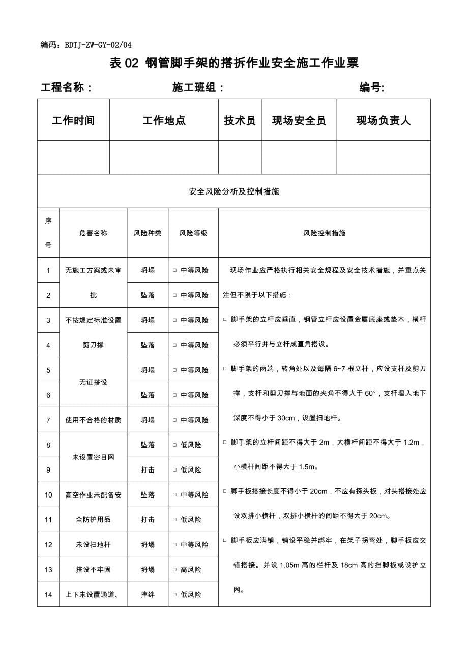 [工程安全管理]电网工程安全施工作业票最新修订版最后定稿)_第5页