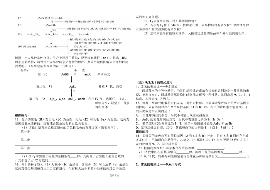 孟德尔豌豆杂交实验(二)题型总结_第3页