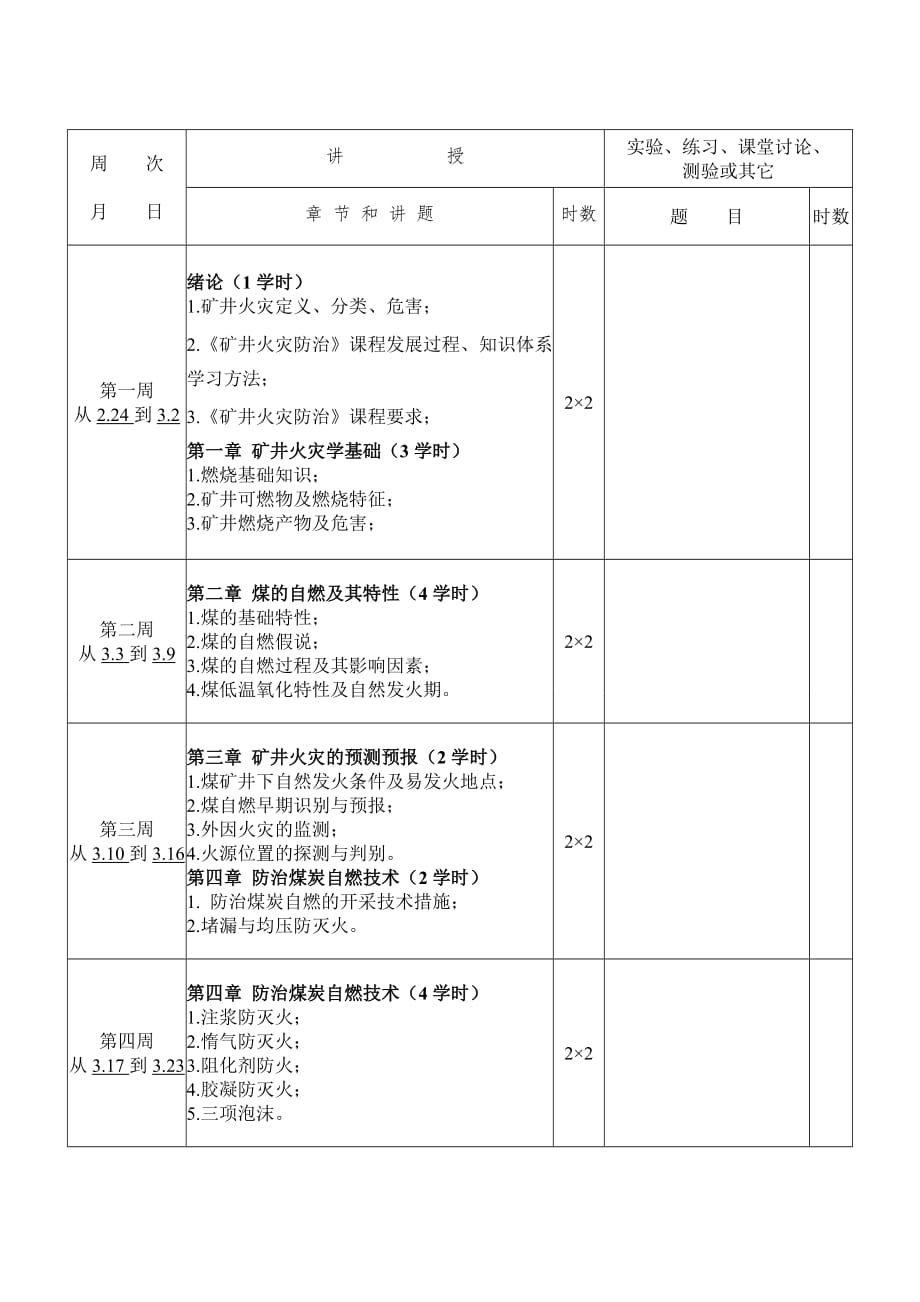 教学日历-《火灾与水灾防治》课程_第2页