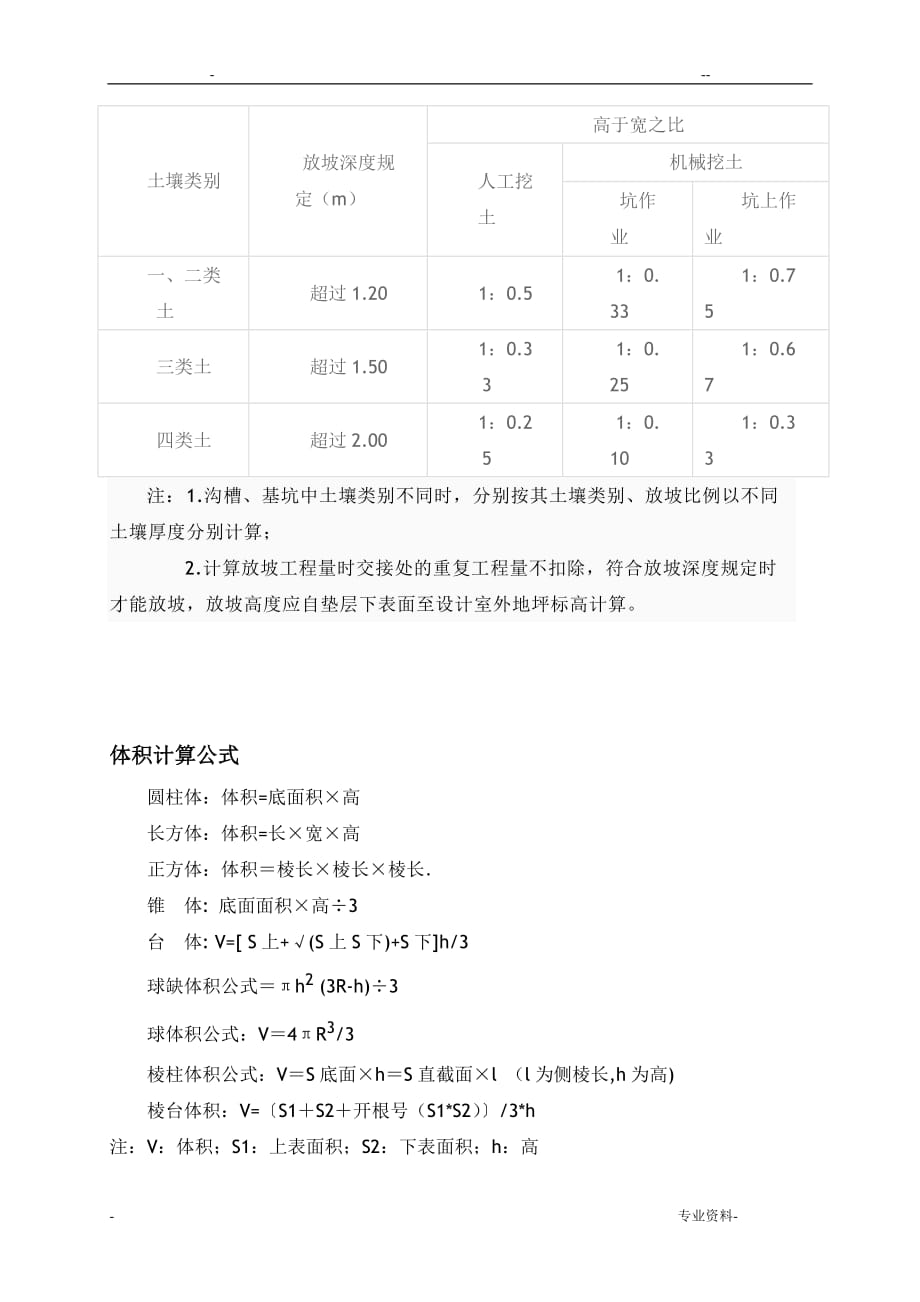 放坡系数及土方放坡计算公式-放坡土方量计算公式_第2页