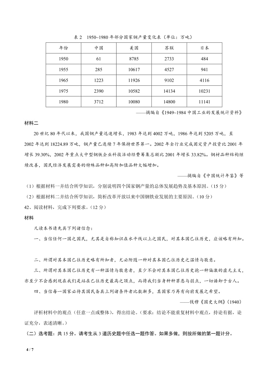 2019年全国I卷高考历史试题及答案_第4页