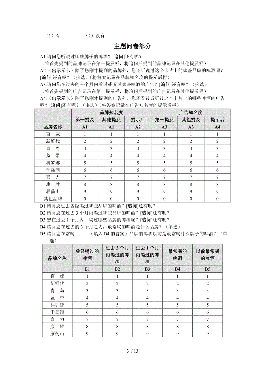 雁荡山啤酒消费者调查问卷(doc 13页)_第3页