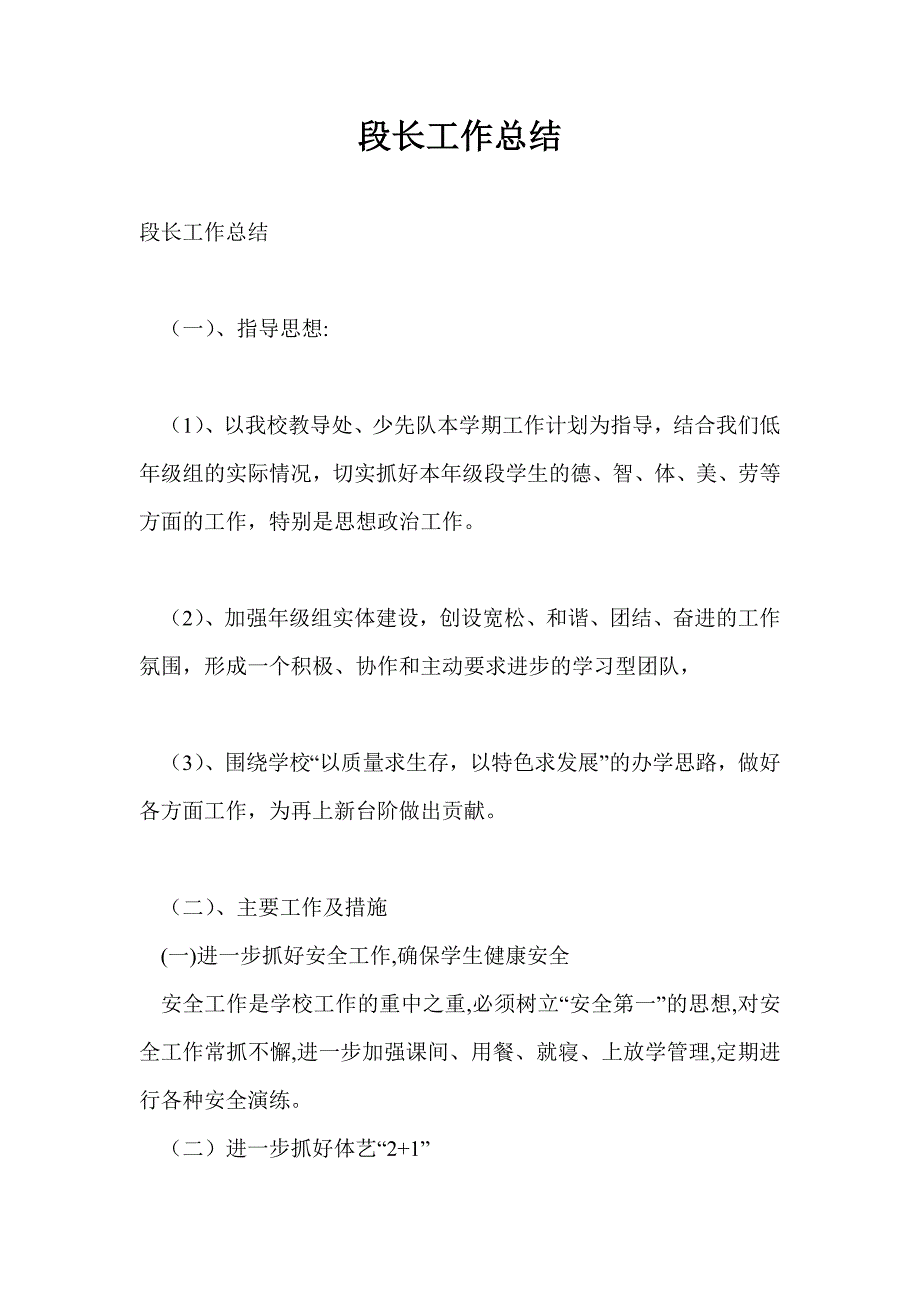 段长工作总结最新总结_第1页