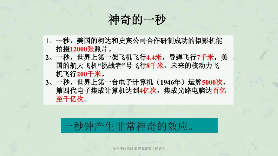 综合版珍惜时间把握青春主题班会课件_第4页