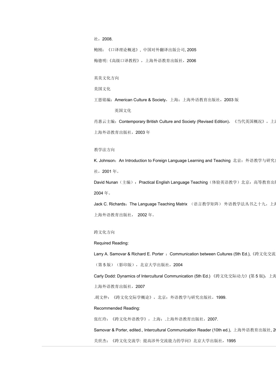 上海外国语大学英语语言文学方向_第4页