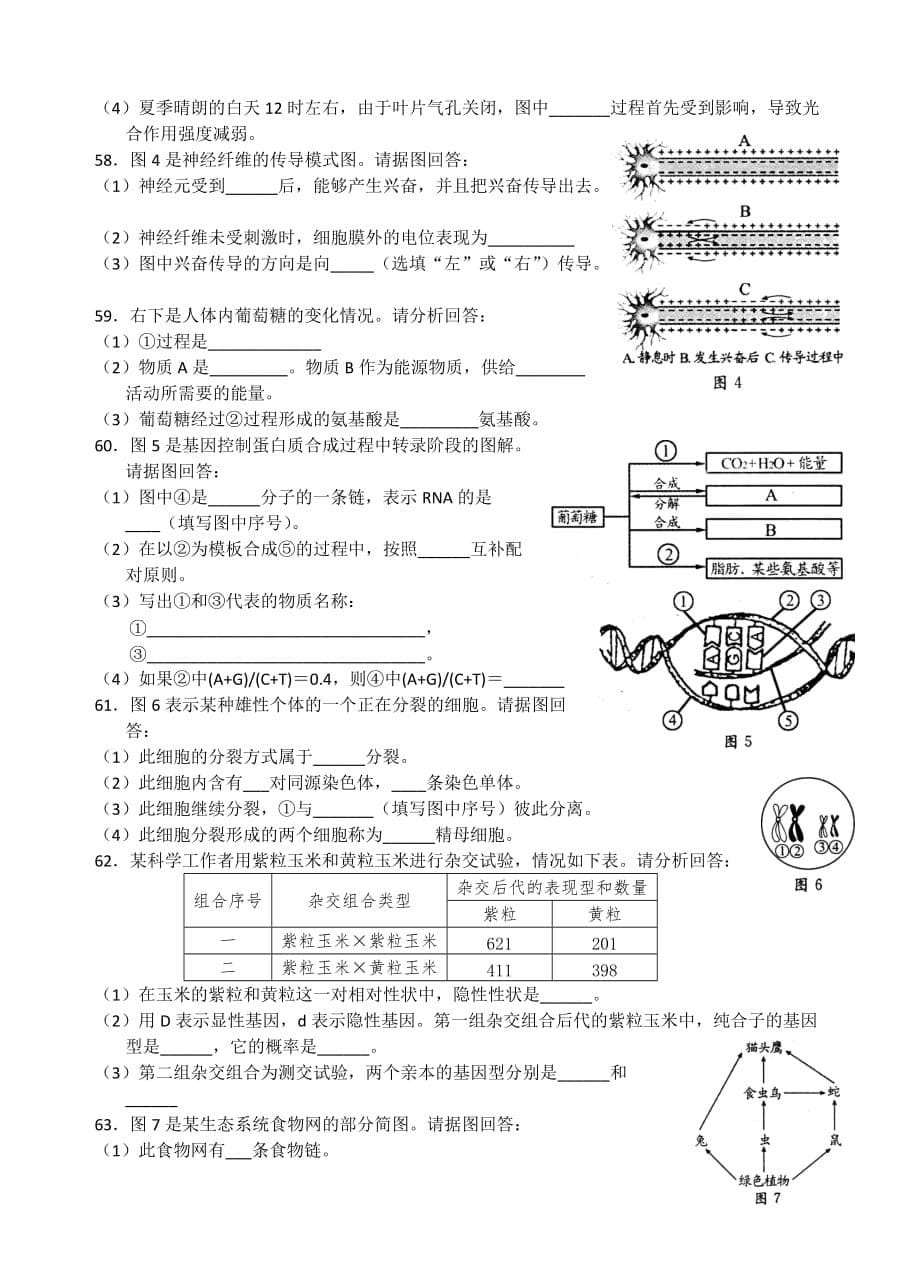 【生物会考】2011年广西高中生物毕业会考试卷电子版【含答案】_第5页