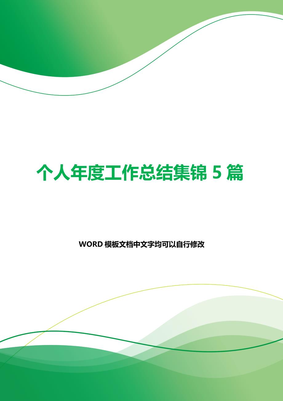 个人年度工作总结集锦5篇（2021年整理）_第1页