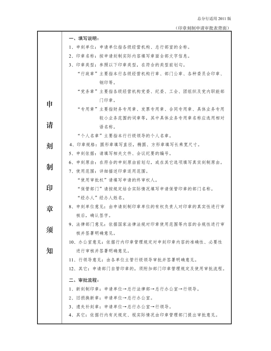 xx银行：印章刻制申请审批表_第2页