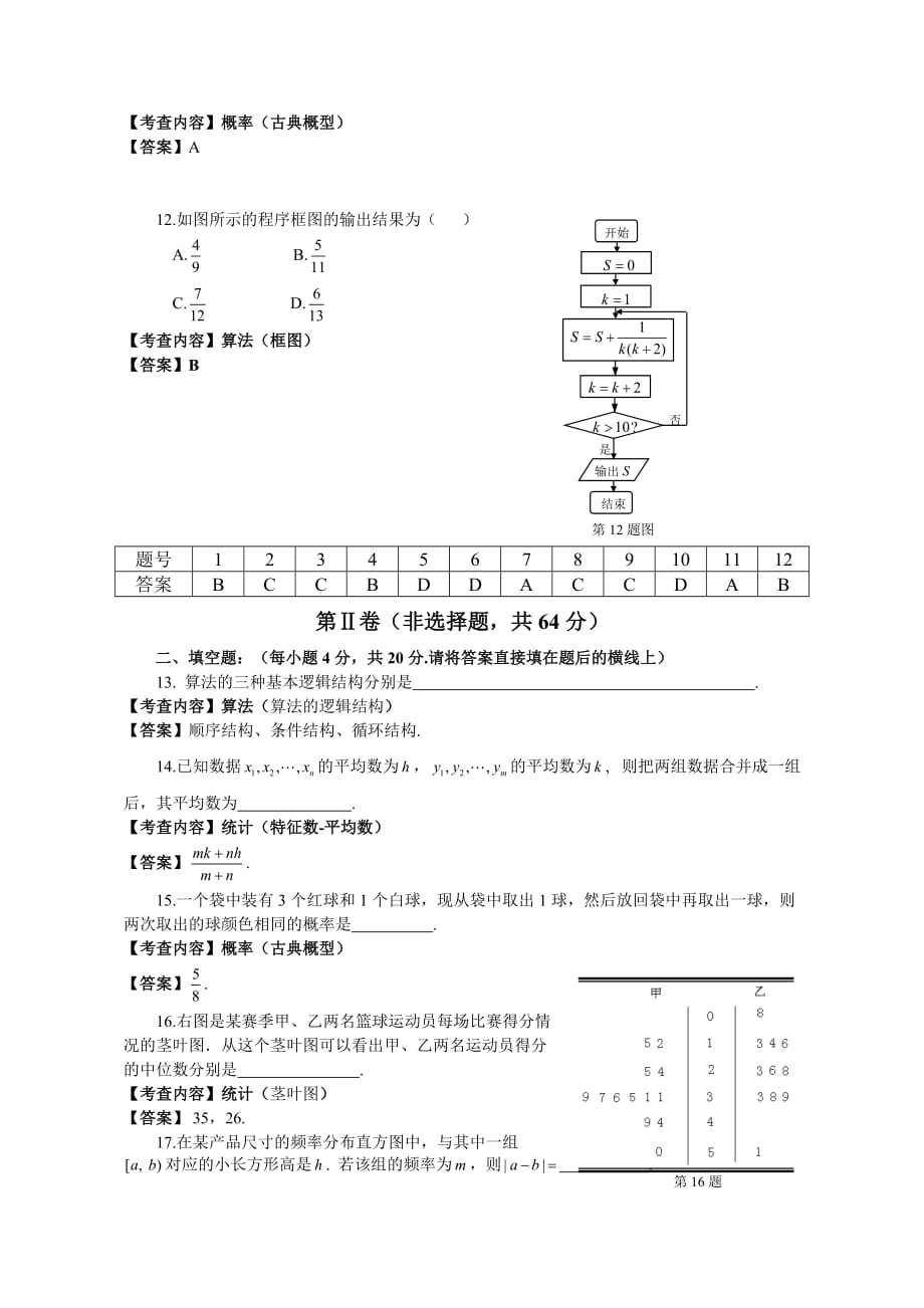 马鞍山市2011 2012学年度第二学期高一学业水平测试必修_第3页