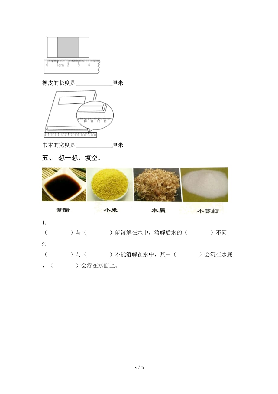 最新教科版一年级科学下册期中试卷及答案【A4版】_第3页