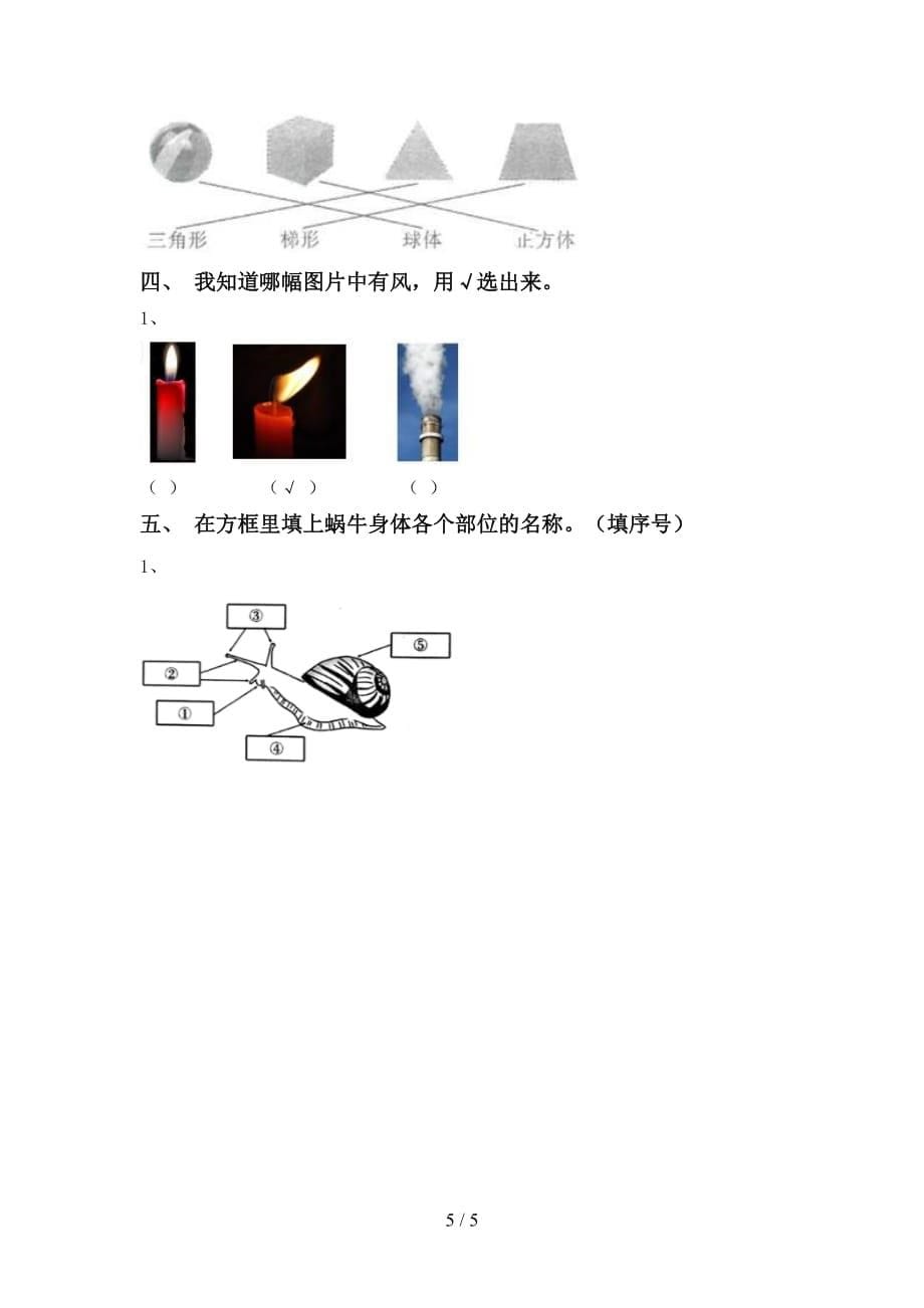 青岛版一年级科学下册第一次月考考试题及答案_第5页