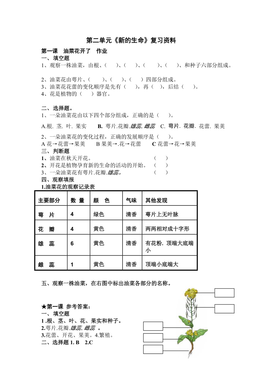 教科版四年级科学下册第二单元新的生命课时练习题及答案8页_第1页