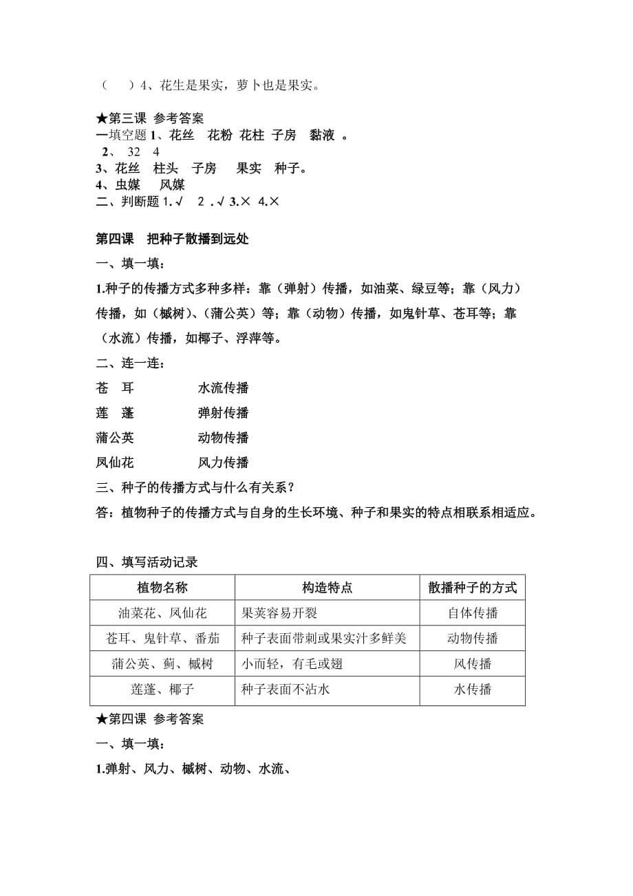 教科版四年级科学下册第二单元新的生命课时练习题及答案8页_第3页