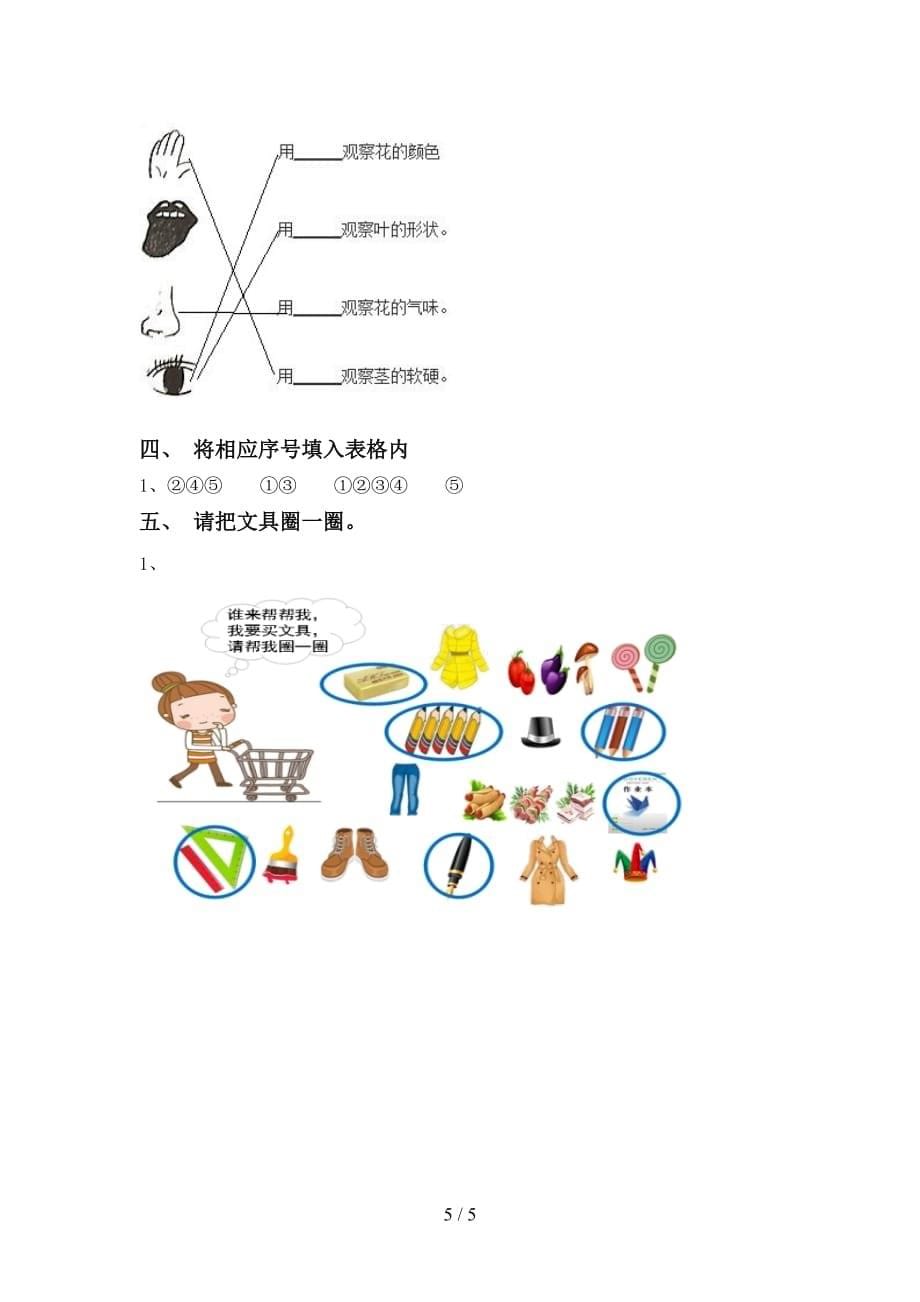 青岛版一年级科学下册第一次月考考试题及答案【精品】_第5页