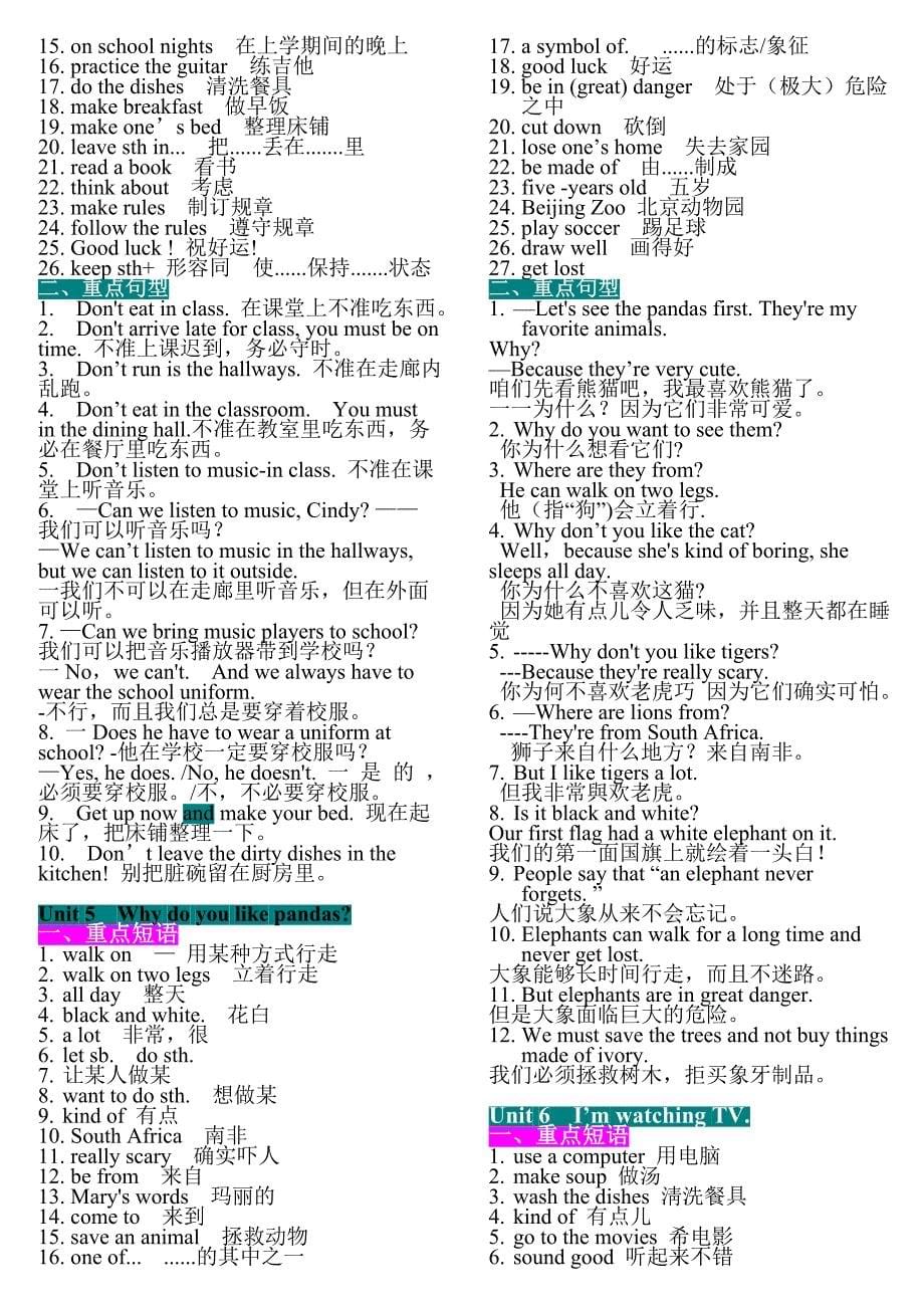 最新人教版初中英语重点短语及句型总结34页_第5页