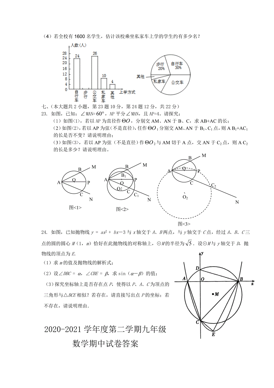 2020-2021学年度第二学期九年级数学期中试卷及答案（共四套）_第4页