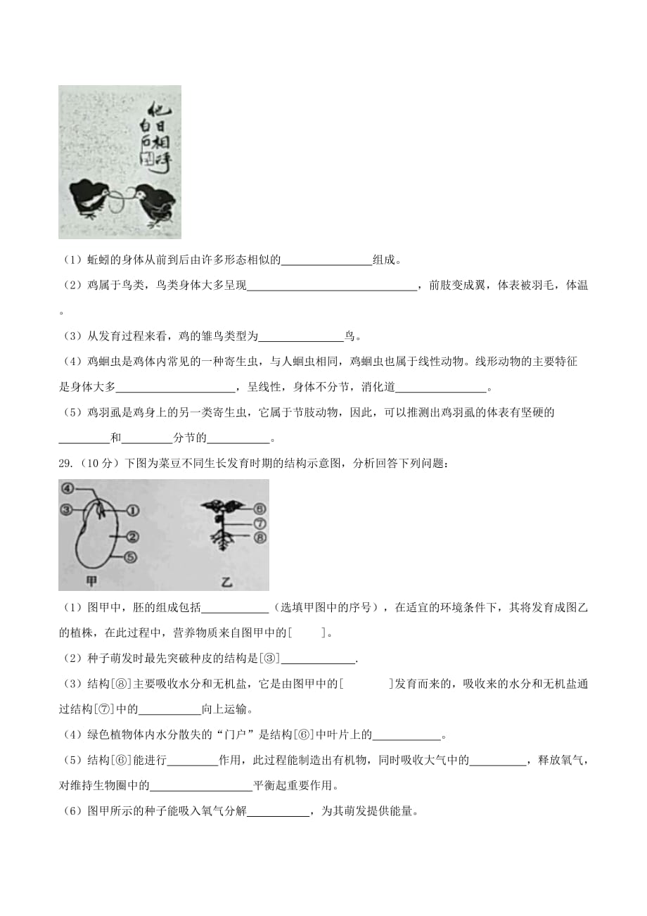 甘肃兰州2017年初中学业水平考试生物试题_第4页