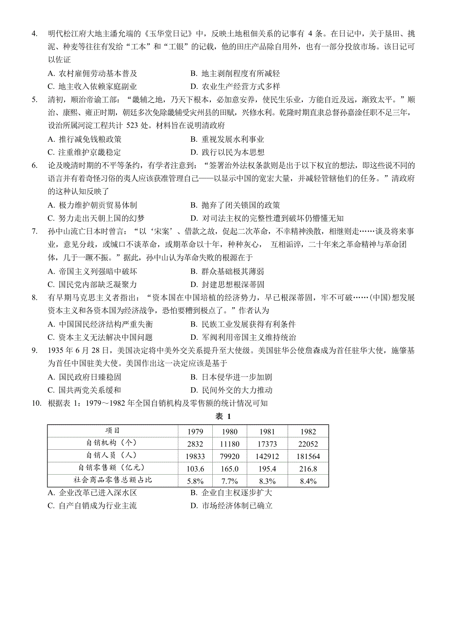 2021届普通高等学校招生全国统一考试模拟试题（江苏卷）历史试题_第2页