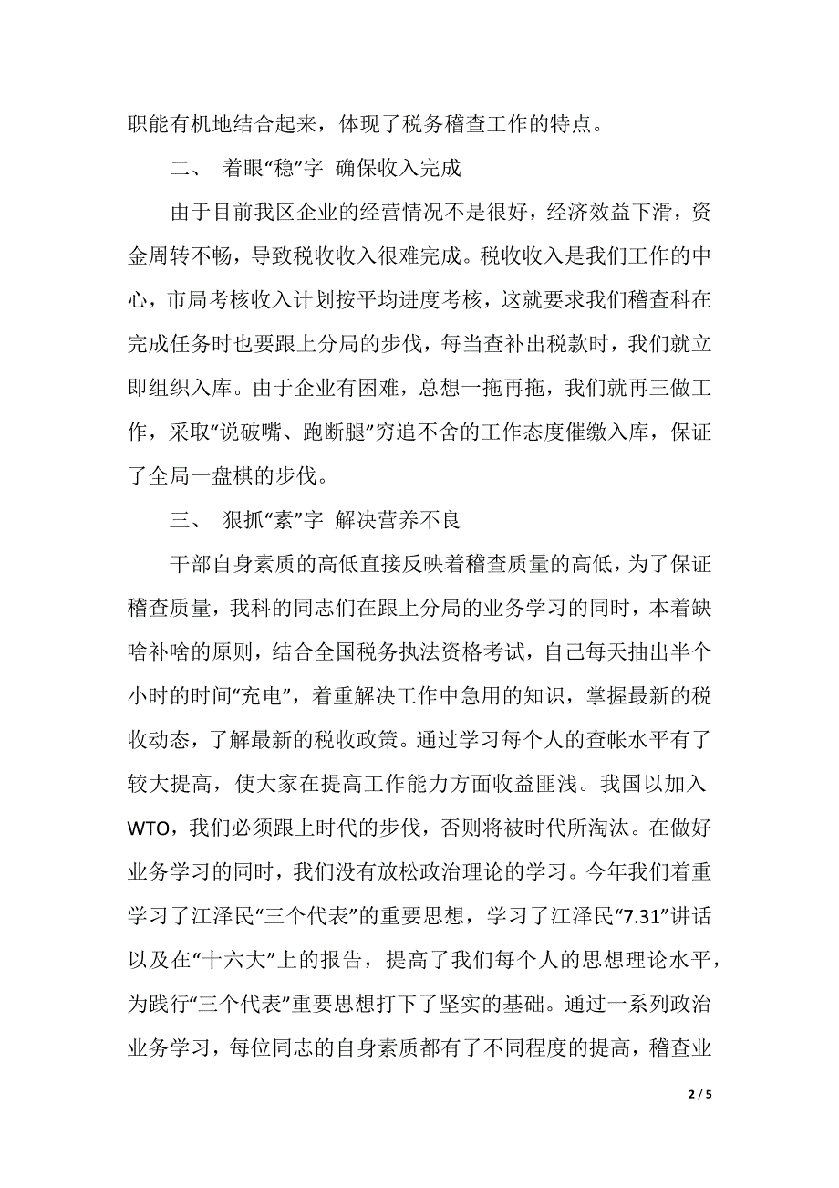 税务稽查工作总结（精品word范文）_第2页