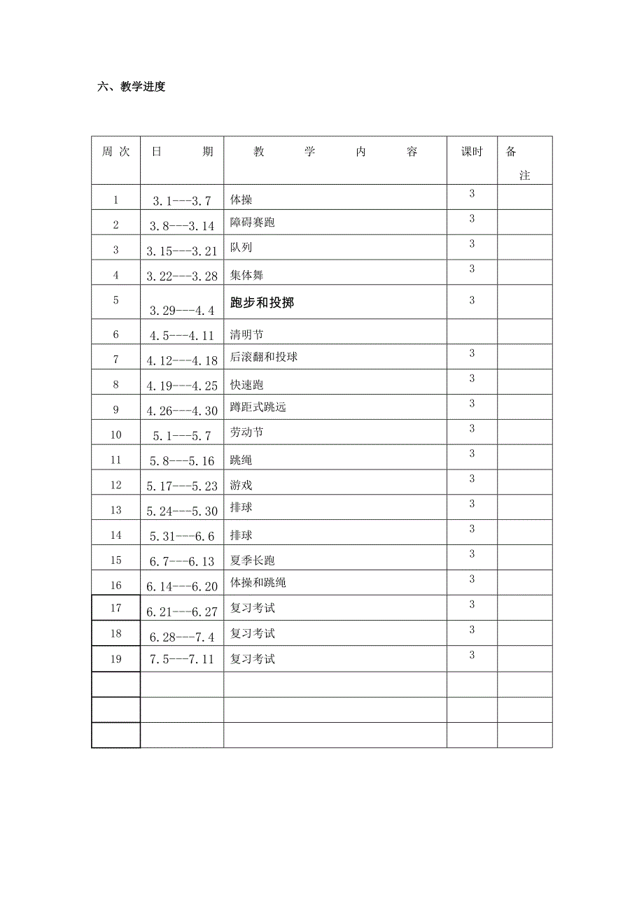 小学体育四年级下册教学计划及教案_第2页