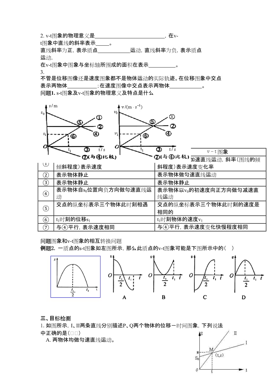 高中物理必修一专题st图像和vt图像_第3页